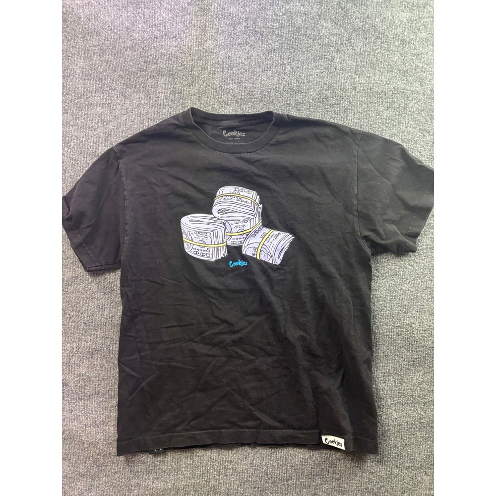 Cookies Graphic T-Shirt Mens Large Black Money Stack Short Sleeve Streetwear Tee